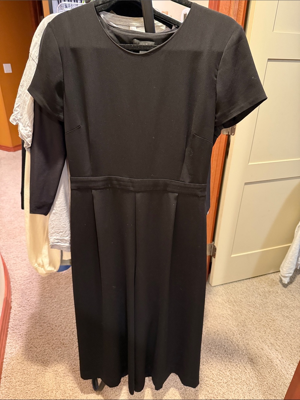 J. Crew Black Short-Sleeve Midi Dress
